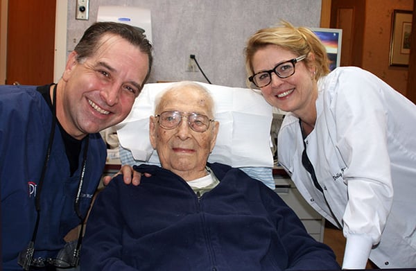 Pi Dental Center's 102 year old patient has been coming here for treatment for 30 years.