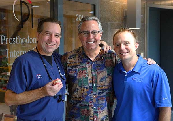 Glenn Wolfinger, DMD, FACP, Pi Dental Center, Tim Thompson, President & CEO, Global Dental Science and Stephen Balshi, MBE, Biomedical Engineer and Owner of CM Prosthetics during Tim’s recent visit.