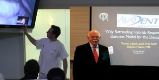 Drs. Balshi and Wolfinger lecturing to students and dentists