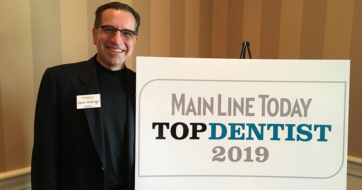 Dr. Glenn Wolfinger has been voted Main Line Today Top Dentist as a Prosthodontist for 2019