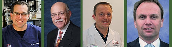 Dr Wolfinger, Balshi, SFB and Grobbee and caption: The named inventors on the Occlusal Lock patent are Dr. Glenn Wolfinger, Dr. Thomas Balshi, Stephen Balshi MBE and Sjon Grobbee.
