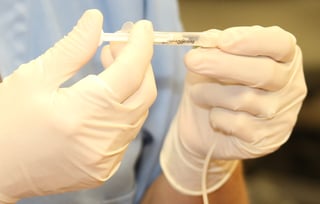 Correct use of  the syringe is described during Phlebotomy training program at P Dental Center.