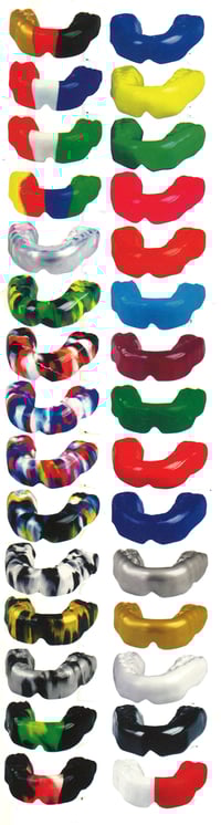 Sports guards are available in many colors and designs are available.