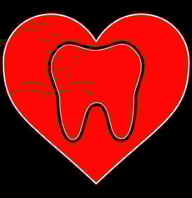 Heart with tooth graphic for blog - dental health and the heart
